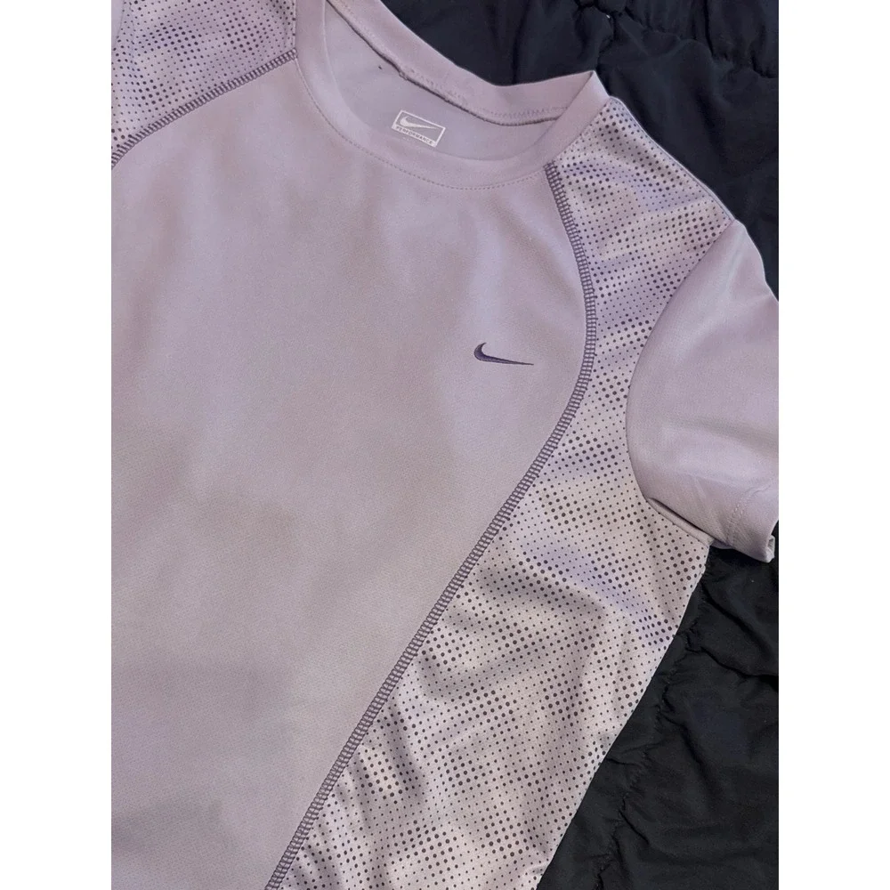 Nike Women's Lavender Performance Mesh Panel Athletic Shirt, Size Medium